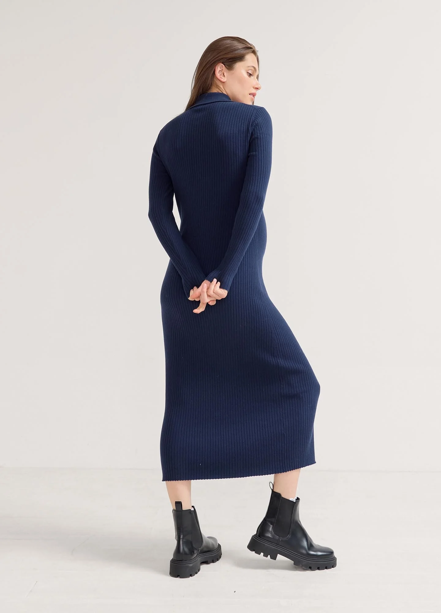The Averie Polo Rib Sweater Dress - Image 4