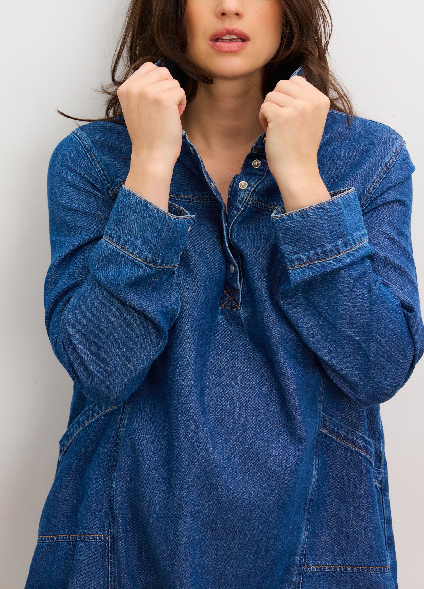 The Drapey Denim Mini Dress - Image 5