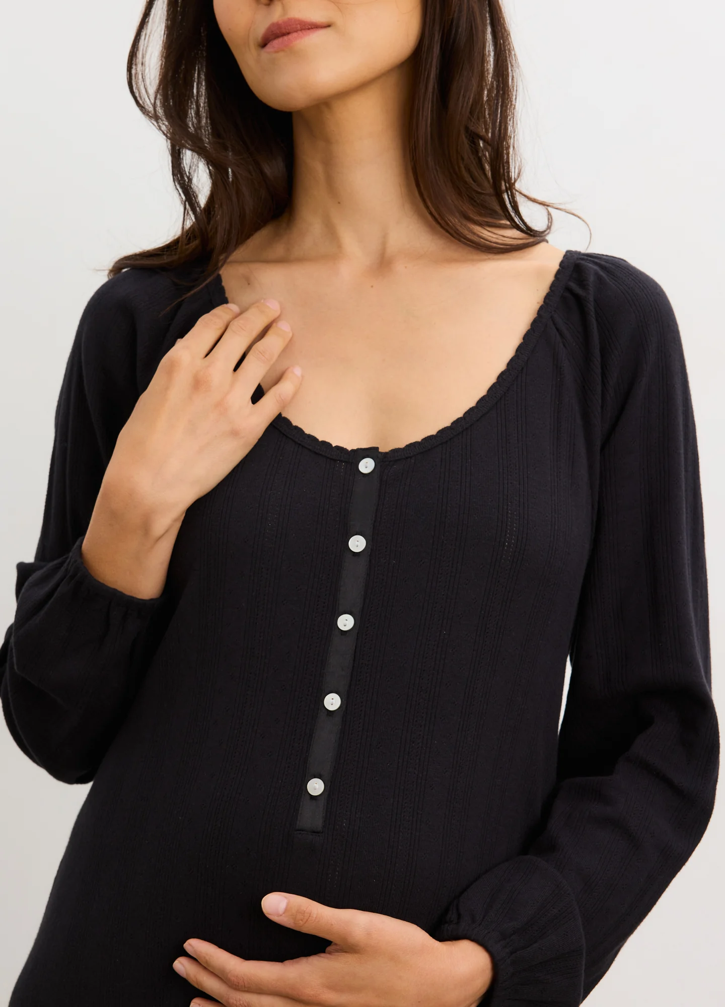 The Long Sleeve Pointelle Nightgown - Image 2