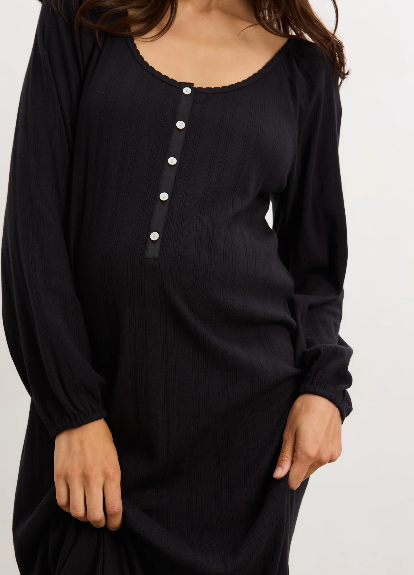 The Long Sleeve Pointelle Nightgown - Image 5