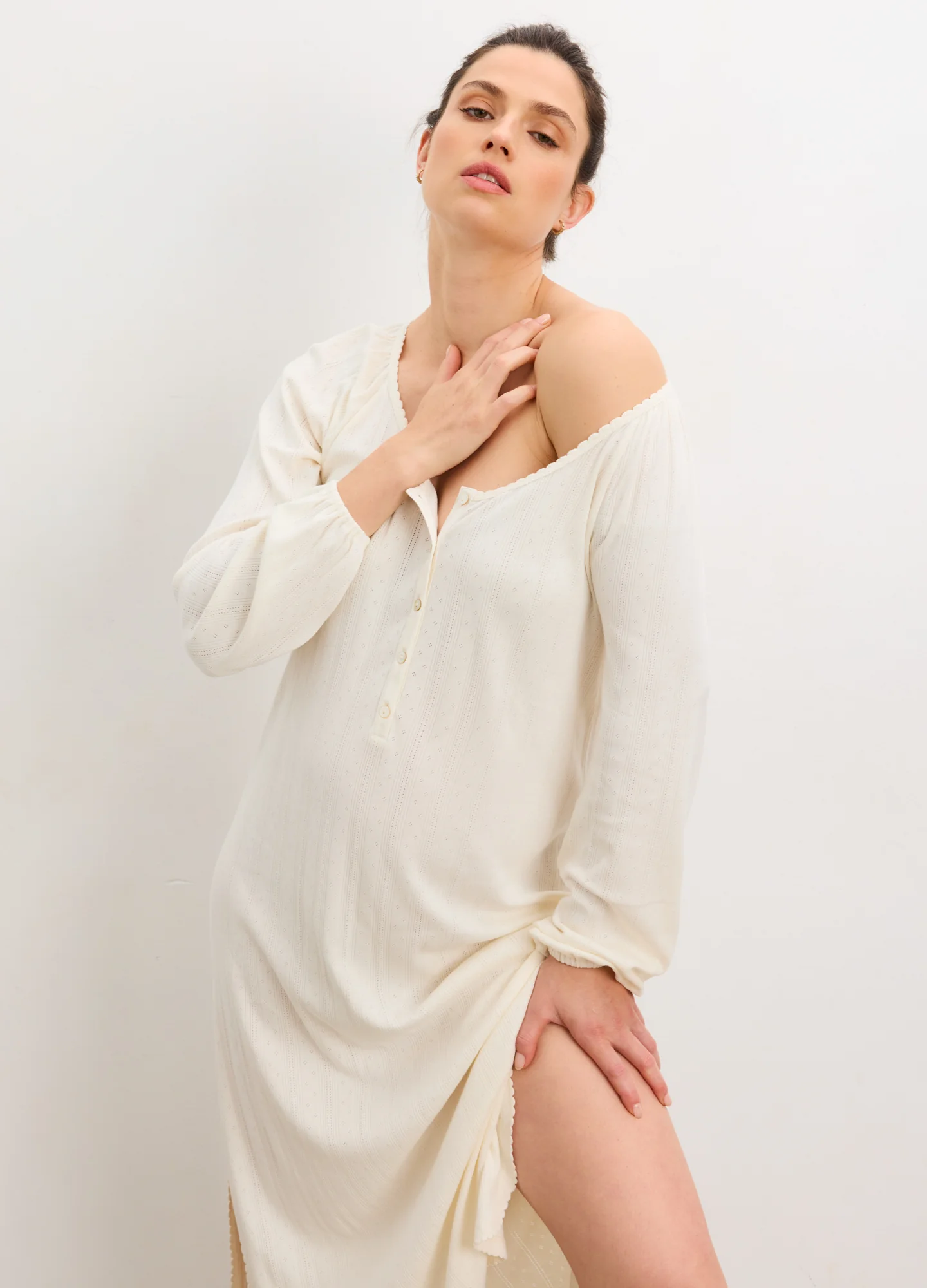 The Long Sleeve Pointelle Nightgown - Image 4