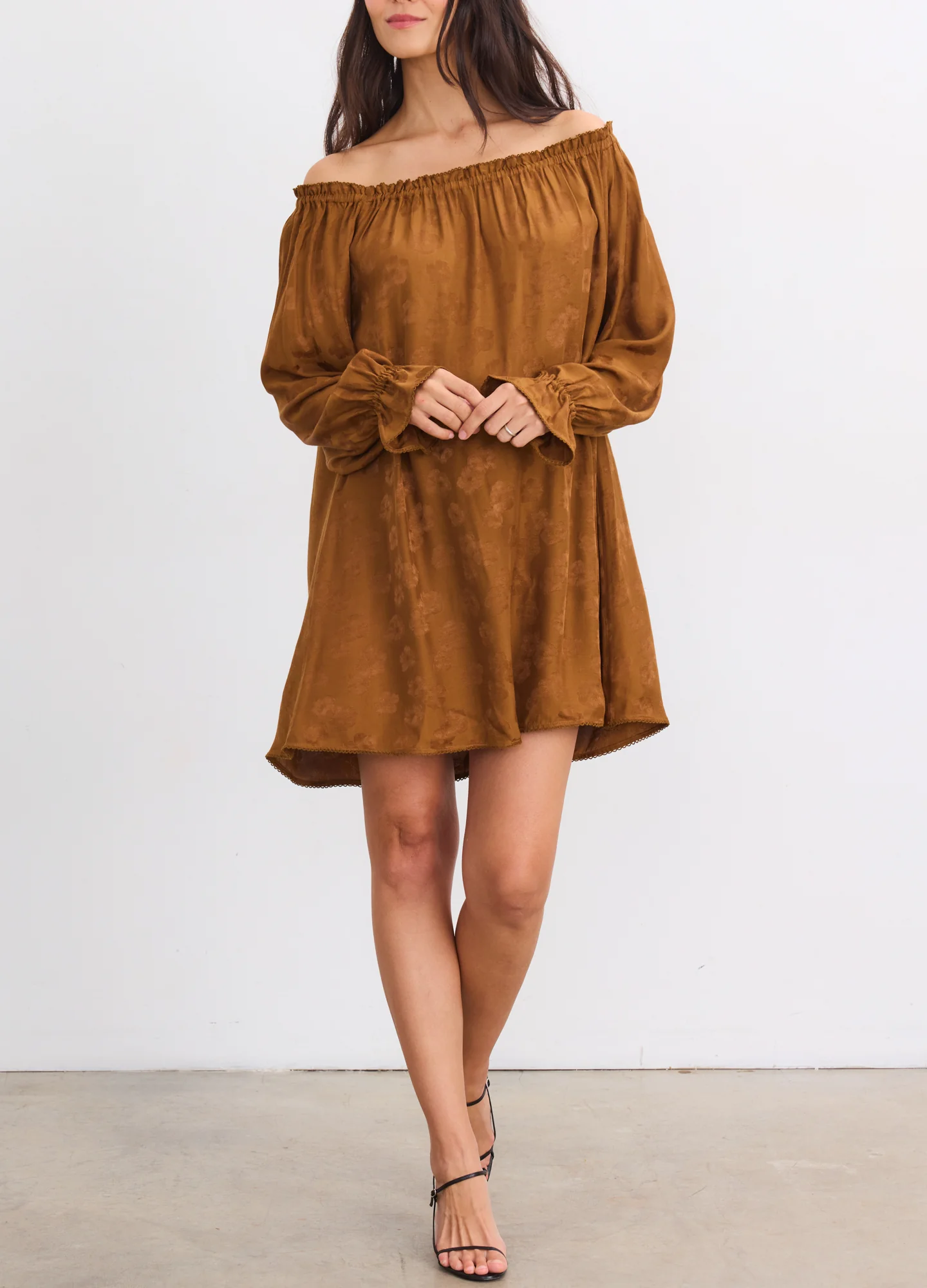 The Samantha Off-The-Shoulder Jacquard Mini Dress - Image 3