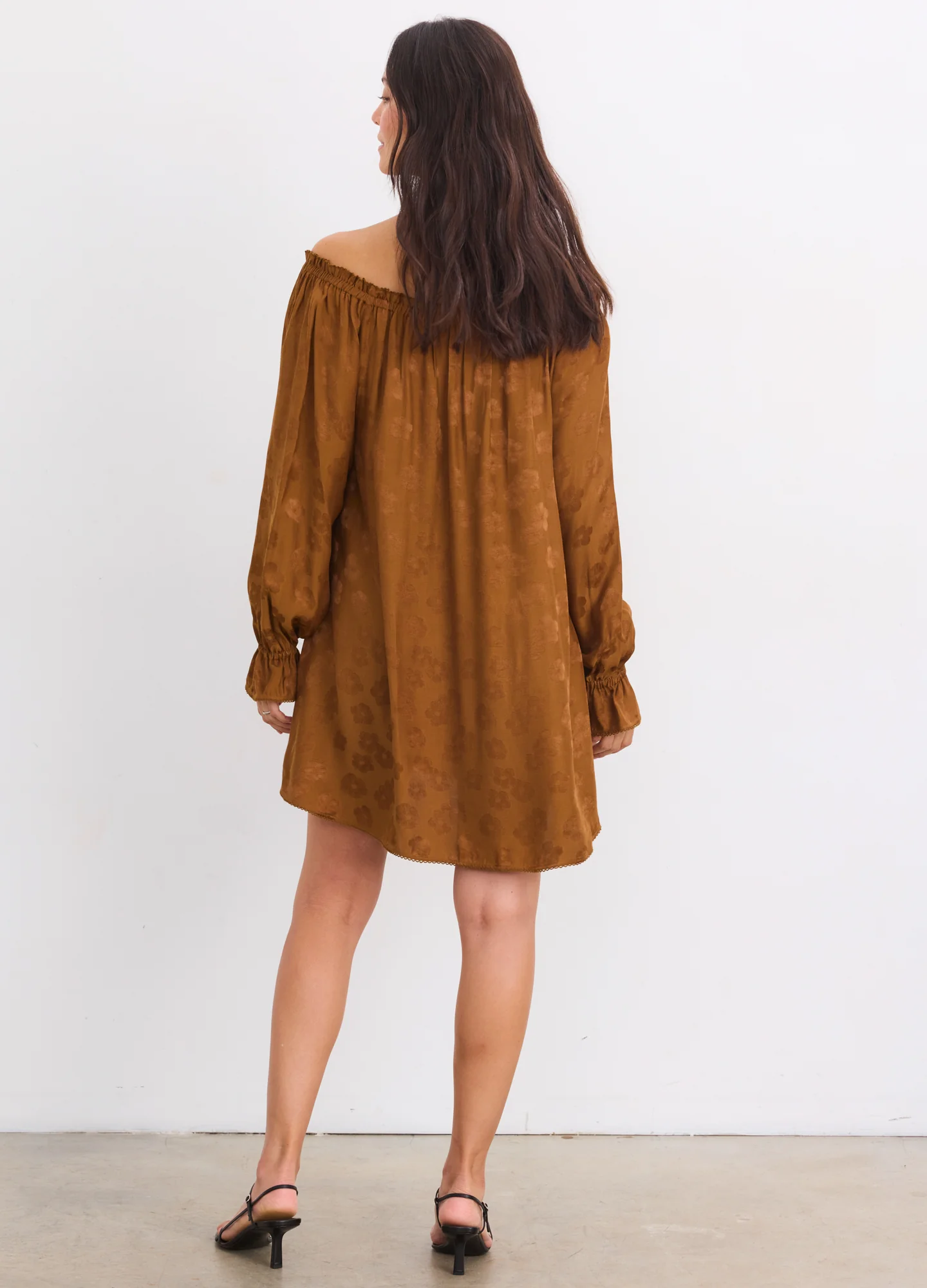The Samantha Off-The-Shoulder Jacquard Mini Dress - Image 4