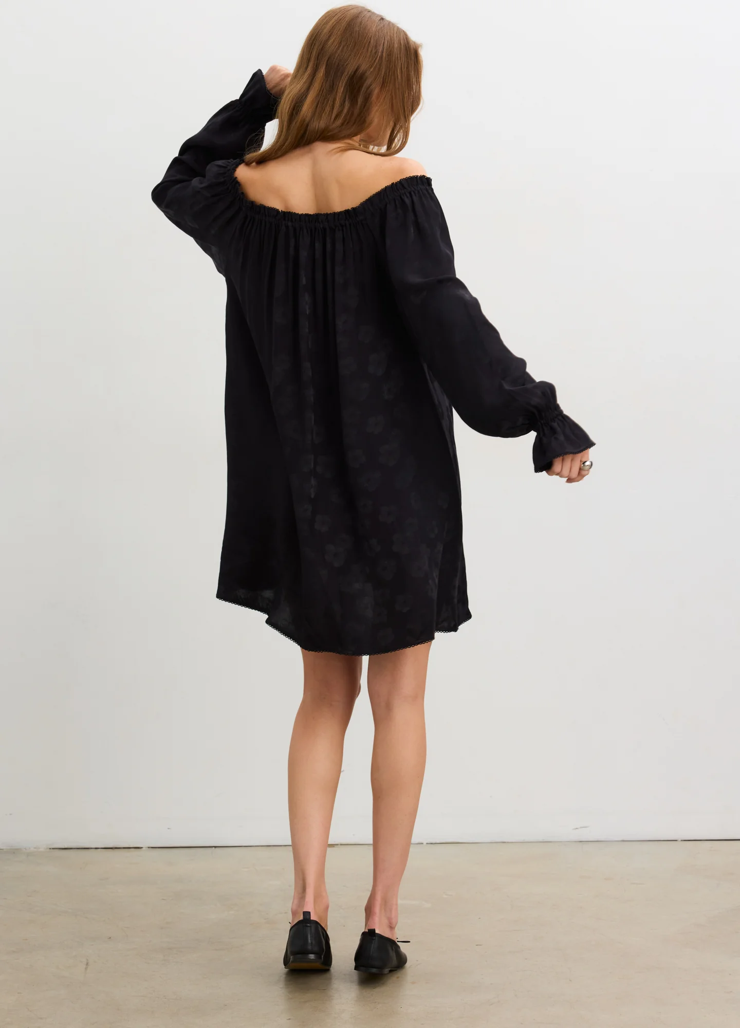 The Samantha Off-The-Shoulder Jacquard Mini Dress - Image 4